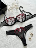 Premium Flower Transparent Bikini Set - Black - Image 10