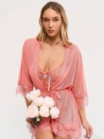 Transparent 3 parts Robe Set For Women Nightwear - Image 4