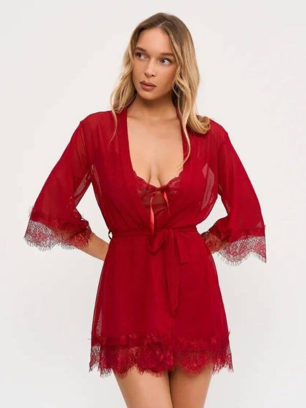111 Transparent 3 parts Robe Set For Women Nightwear - Image 1